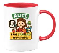 quotedazur - Mug Humour Alice, Prof D'anglais Formidable, Cadeau Tasse Personnalisé Original Pour Professeur Personnalisée Unique