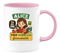 quotedazur - Mug Humour Alice, Prof D'anglais Formidable, Cadeau Tasse Personnalisé Original Pour Professeur Personnalisée Unique