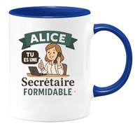 quotedazur - Mug Humour Alice, Secrétaire Formidable Tasse Cadeau Femme Unique Et Inspirante Original Pour Idée Personnalisée
