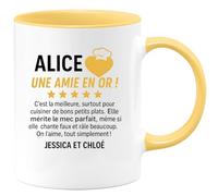 quotedazur - Mug Humour Alice, Une Amie En Or Pour Cuisiner De Bons Plats. Elle Mérite Le Mec Parfait, On L'aime ! - Cadeau Parfait Pour Amie, Tasse Idéale Pour Cuisiner Et Partager