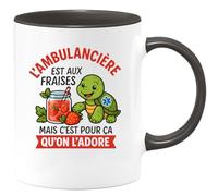 quotedazur - Mug Humour Ambulancière Drôle Elle Est Aux Fraises, Mais On L'adore Idée Cadeau Tasse Originale Pour Décalée