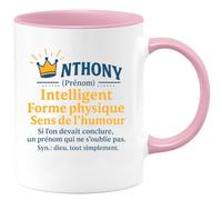 quotedazur - Mug Humour Anthony Intelligence, Et Forme Physique, Un Prénom Inoubliable Pour Cadeau Unique. Idée Avec Tasse Au Must Les Hommes Uniques