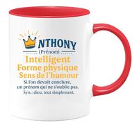 quotedazur - Mug Humour Anthony : Intelligence, Humour Et Forme Physique, Un Prénom Inoubliable Pour Un Cadeau Unique. - Idée Cadeau Avec Tasse Au Prénom Anthony, Un Must Pour Les Hommes Uniques