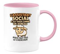 quotedazur - Mug Humour Assistant Social, Doux Comme Un Agneau, Mais Pas À Chercher Cadeau Original Tasse Et Courageux