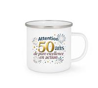 quotedazur - Mug Humour Attention : 50 ans de pure excellence en action - Cadeau 50 ans Femme