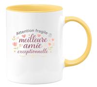 quotedazur - Mug Humour Attention fragile : meilleure amie exceptionnelle - Cadeau Meilleure amie Femme