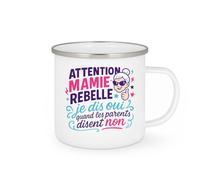 quotedazur - Mug Humour Attention mamie rebelle : je dis oui quand les parents disent non - Cadeau Mamie Femme
