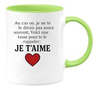 quotedazur - Mug Humour Au Cas Où Je Ne Te Le Dirais Pas Assez Souvent, Voici Une Tasse Pour Te Le Rappeler : Je T'aime - Cadeau Tendre Pour Dire Je T'aime Avec Cette Tasse Unique