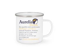 quotedazur - Mug Humour Aurelia Prénom Avec Intelligence, Gentillesse Et Un Cadeau Original En Tasse Idée Originale Pour Une Personnalisée Unique