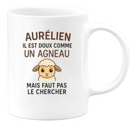 quotedazur - Mug Humour Aurélien Il Est Doux Comme Un Agneau Mais Faut Pas Le Chercher - Idée Cadeau Originale Tasse Homme Doux Mais Redoutable