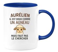 quotedazur - Mug Humour Aurélien Il Est Doux Comme Un Agneau Mais Faut Pas Le Chercher - Idée Cadeau Originale Tasse Homme Doux Mais Redoutable