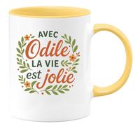 quotedazur - Mug Humour Avec Odile, La Vie Devient Plus Jolie Un Cadeau Plein De Douceur Idée Parfaite Tasse Personnalisée Pour Femme Élégante Et Dynamique
