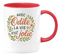 quotedazur - Mug Humour Avec Odile, La Vie Devient Plus Jolie Un Cadeau Plein De Douceur Idée Parfaite Tasse Personnalisée Pour Femme Élégante Et Dynamique