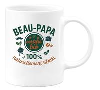 quotedazur - Mug Humour Beau-Papa certifié bio : 100% naturellement génial - Cadeau Beau-Papa Homme