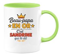 quotedazur - Mug Humour Beau-papa En Or Cadeau Spécial De La Part Sandrine Sur Cette Tasse Idée Originale Avec Personnalisée Pour Unique