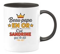 quotedazur - Mug Humour Beau-papa En Or Cadeau Spécial De La Part Sandrine Sur Cette Tasse Idée Originale Avec Personnalisée Pour Unique