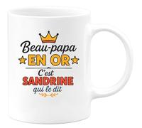 quotedazur - Mug Humour Beau-papa En Or Cadeau Spécial De La Part Sandrine Sur Cette Tasse Idée Originale Avec Personnalisée Pour Unique