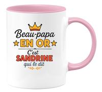 quotedazur - Mug Humour Beau-papa En Or Cadeau Spécial De La Part Sandrine Sur Cette Tasse Idée Originale Avec Personnalisée Pour Unique