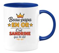 quotedazur - Mug Humour Beau-papa En Or Cadeau Spécial De La Part Sandrine Sur Cette Tasse Idée Originale Avec Personnalisée Pour Unique
