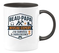 quotedazur - Mug Humour Beau-Papa niveau expert : j'ai survécu à l'adolescence - Cadeau Beau-Papa Homme