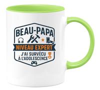 quotedazur - Mug Humour Beau-Papa niveau expert : j'ai survécu à l'adolescence - Cadeau Beau-Papa Homme