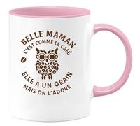 quotedazur - Mug Humour Belle Maman C'est Comme Le Café Elle A Un Grain Mais On L'adore - Cadeau Drôle Tasse Cafe Pour Maman Originale Et Unique