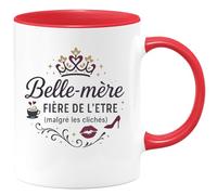 quotedazur - Mug Humour Belle-mère et fière de l'être (malgré les clichés) - Cadeau Belle-mère Femme