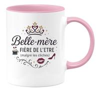quotedazur - Mug Humour Belle-mère et fière de l'être (malgré les clichés) - Cadeau Belle-mère Femme