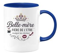 quotedazur - Mug Humour Belle-mère et fière de l'être (malgré les clichés) - Cadeau Belle-mère Femme