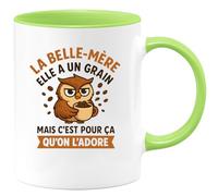 quotedazur - Mug Humour Belle-mère Un Grain, Mais On L'adore, Mug Drôle Et Tendre - Cadeau Originale Et Tasse Sympa Pour Belle-mère Unique