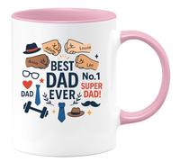 quotedazur - Mug Humour Best Dad Ever I Father Adam Louise Anna Léo No 1 Super Dad! - Cadeau Parfait Pour Papa Tasse Personnalisée Et Originale