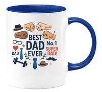 quotedazur - Mug Humour Best Dad Ever I Father Adam Louise Anna Léo No 1 Super Dad! - Cadeau Parfait Pour Papa Tasse Personnalisée Et Originale
