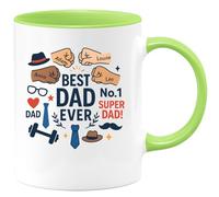 quotedazur - Mug Humour Best Dad Ever I Father Adam Louise Anna Léo No 1 Super Dad! - Cadeau Parfait Pour Papa Tasse Personnalisée Et Originale