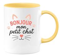 quotedazur - Mug Humour Bonjour Mon Petit Chat Mot Doux Pour Femme Cadeau Original Tasse Idée Douce Et Mignonne