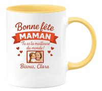quotedazur - Mug Humour Bonne Fête Maman, Tu Es La Meilleure Du Monde Bisous, Clara Idée Cadeau Tasse Personnalisée Spéciale Des Mères