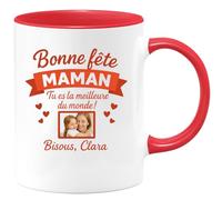 quotedazur - Mug Humour Bonne Fête Maman, Tu Es La Meilleure Du Monde ! Bisous, Clara - Idée Cadeau Tasse Personnalisée Spéciale Fête Des Mères