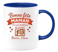 quotedazur - Mug Humour Bonne Fête Maman, Tu Es La Meilleure Du Monde ! Bisous, Clara - Idée Cadeau Tasse Personnalisée Spéciale Fête Des Mères