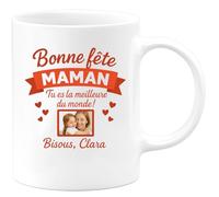 quotedazur - Mug Humour Bonne Fête Maman, Tu Es La Meilleure Du Monde Bisous, Clara Idée Cadeau Tasse Personnalisée Spéciale Des Mères