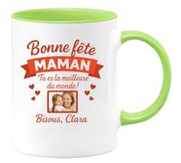 quotedazur - Mug Humour Bonne Fête Maman, Tu Es La Meilleure Du Monde ! Bisous, Clara - Idée Cadeau Tasse Personnalisée Spéciale Fête Des Mères