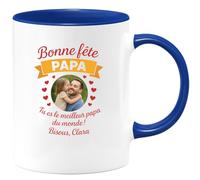 quotedazur - Mug Humour Bonne Fête Papa, Tu Es Le Meilleur Du Monde ! Bisous, Clara - Cadeau Parfait Tasse Personnalisée Fête Des Pères Original Et Unique