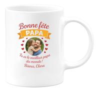 quotedazur - Mug Humour Bonne Fête Papa, Tu Es Le Meilleur Du Monde ! Bisous, Clara - Cadeau Parfait Tasse Personnalisée Fête Des Pères Original Et Unique