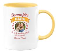 quotedazur - Mug Humour Bonne Fête Papa, Tu Es Le Meilleur Du Monde ! Bisous, Clara - Cadeau Parfait Tasse Personnalisée Fête Des Pères Original Et Unique