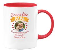 quotedazur - Mug Humour Bonne Fête Papa, Tu Es Le Meilleur Du Monde ! Bisous, Clara - Cadeau Parfait Tasse Personnalisée Fête Des Pères Original Et Unique