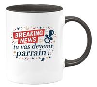 quotedazur - Mug Humour Breaking news : tu vas devenir parrain ! - Cadeau Parrain Homme