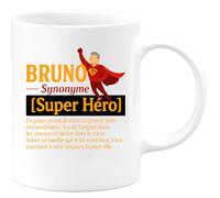 quotedazur - Mug Humour Bruno Synonyme Super Héro Un Papa Et Grand-père Extraordinaire, Au Cœur D'or Adore Sa Famille Cadeau Parfait Tasse Pour Héros, Amour