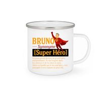 quotedazur - Mug Humour Bruno Synonyme Super Héro Un Papa Et Grand-père Extraordinaire, Au Cœur D'or Adore Sa Famille Cadeau Parfait Tasse Pour Héros, Amour