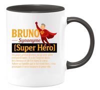 quotedazur - Mug Humour Bruno Synonyme Super Héro Un Papa Et Grand-père Extraordinaire, Au Cœur D'or Adore Sa Famille Cadeau Parfait Tasse Pour Héros, Amour