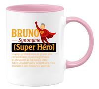quotedazur - Mug Humour Bruno Synonyme Super Héro Un Papa Et Grand-père Extraordinaire, Au Cœur D'or Adore Sa Famille Cadeau Parfait Tasse Pour Héros, Amour