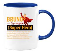 quotedazur - Mug Humour Bruno Synonyme Super Héro Un Papa Et Grand-père Extraordinaire, Au Cœur D'or Adore Sa Famille Cadeau Parfait Tasse Pour Héros, Amour