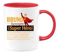 quotedazur - Mug Humour Bruno Synonyme Super Héro Un Papa Et Grand-père Extraordinaire, Au Cœur D'or Adore Sa Famille Cadeau Parfait Tasse Pour Héros, Amour